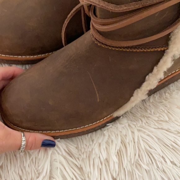 Ugg Luisa Brown Leather Winter Boot Sz 7 - 3463 - Picture 10 of 12